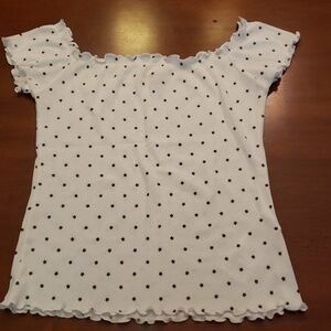 Hollister Off Shoulder Top Med. EUC Wht/Navy EUC